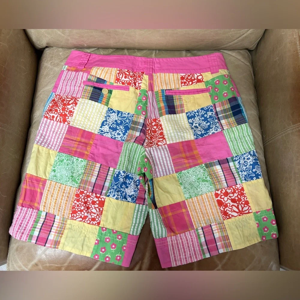 VGUC Lilly Pulitzer White label patchwork Bermuda shorts 6 - Picture 2 of 3